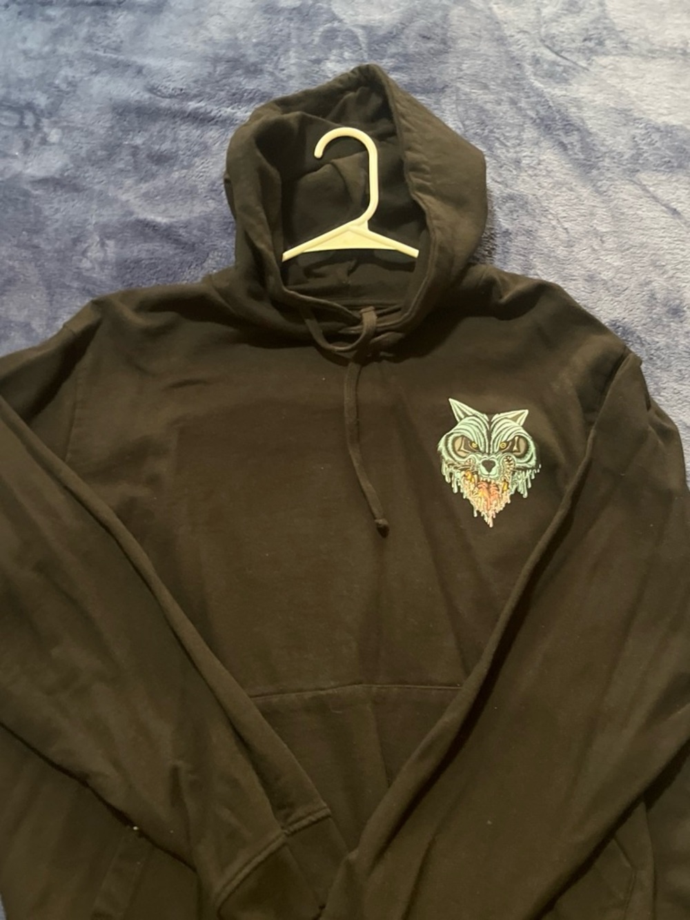 All Saints Black Hoodie with Multicolor Dripping Owl Patch